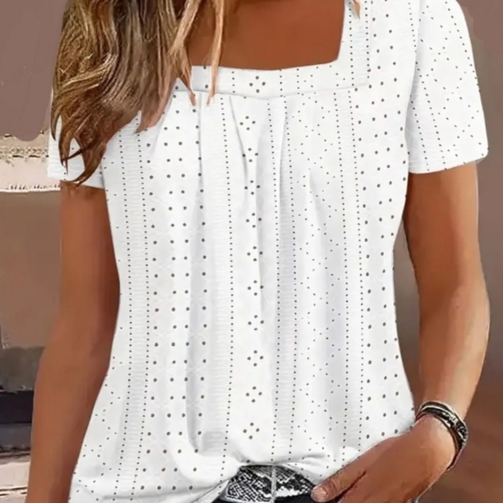 White Eyelet Square Neck Women's Top NWOT